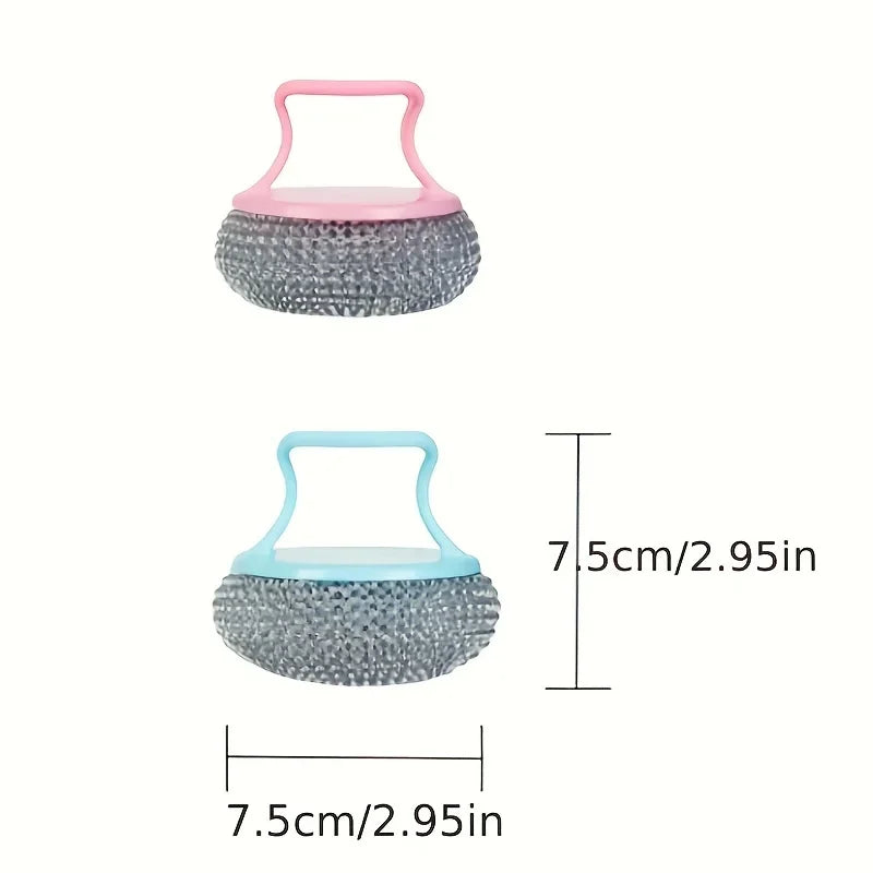 1/3PC Iron Cleaner Brush with Handle,Metal Brush To Clean Iron Pan Pot,Dish Bowl Washing Cleaner Brush with Handle, Random Color