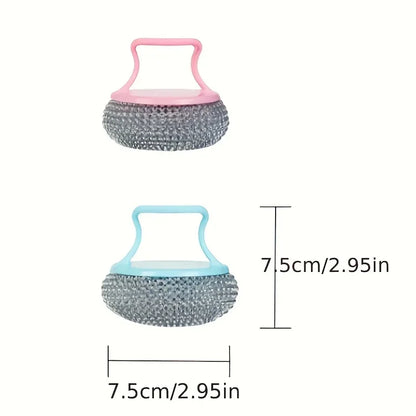1/3PC Iron Cleaner Brush with Handle,Metal Brush To Clean Iron Pan Pot,Dish Bowl Washing Cleaner Brush with Handle, Random Color