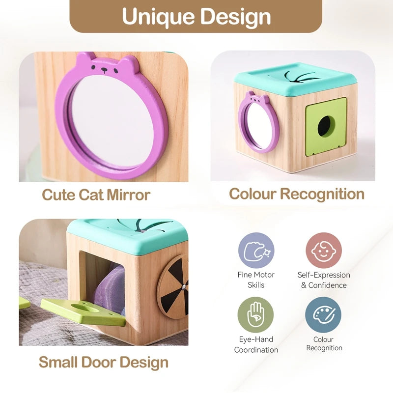 Montessori Toys Wooden Magic Tissue Box 0-3Years Baby Finger Exercise Busy Cube Sensory Toys Kid Educational Activity Game Gifts
