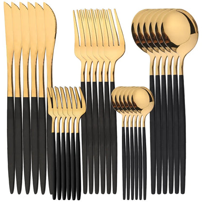 30 Piece Stainless Steel Cutlery Set | Knife Fork Tea Spoon Set