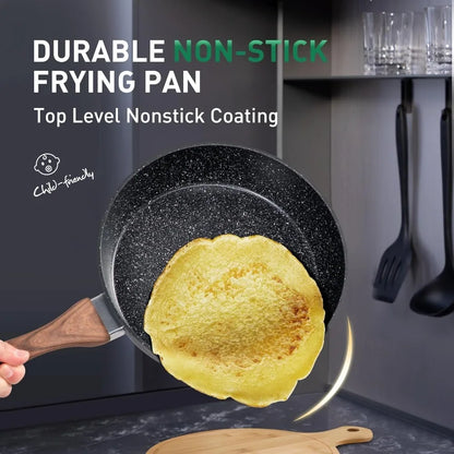 Clearance on Pots and Pans Set Non Stick, 15 Pcs Non Toxic Hammered Cookware Set, Black Granite Induction Kitchen Cooking Sets