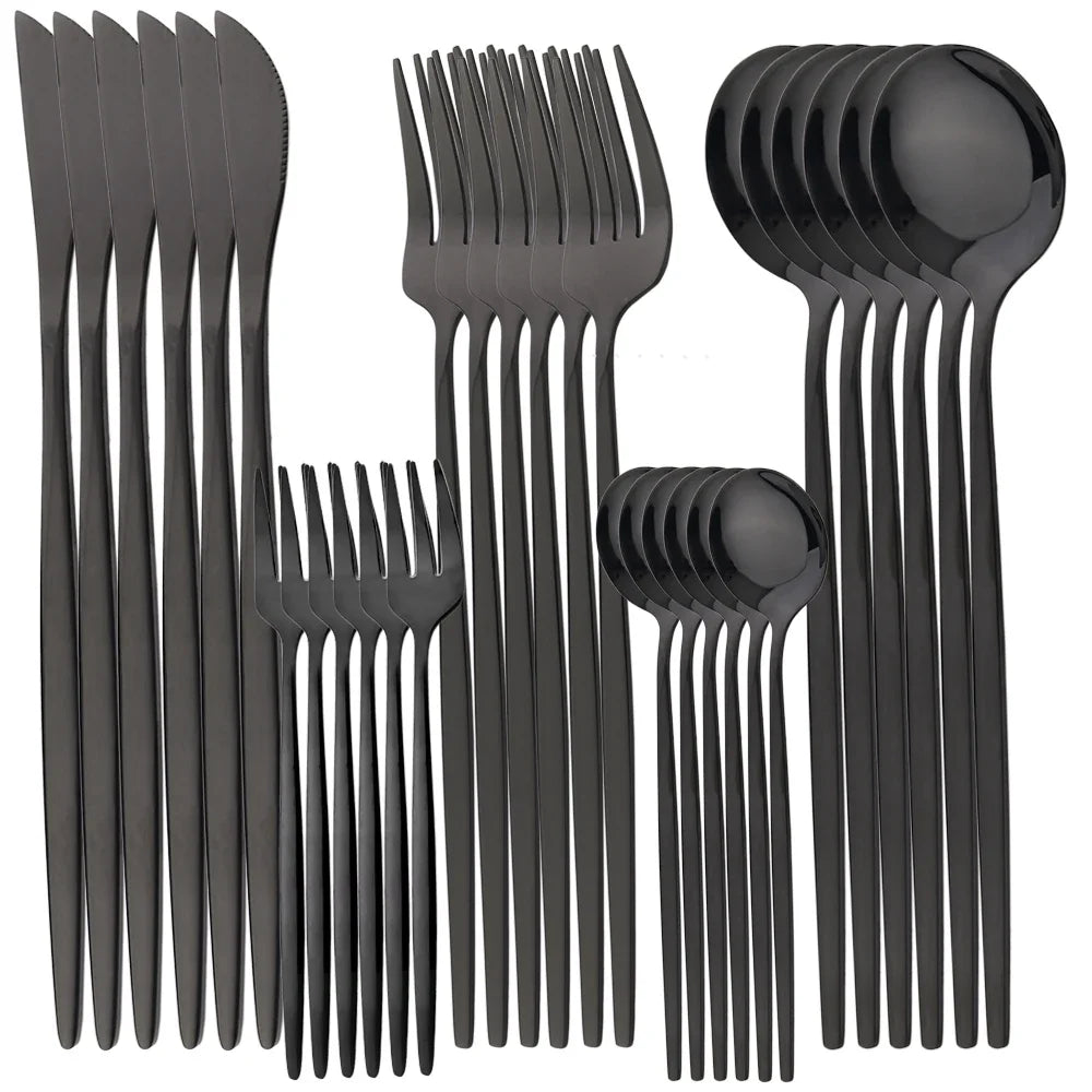 30 Piece Stainless Steel Cutlery Set | Knife Fork Tea Spoon Set