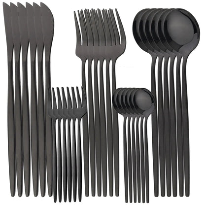 30 Piece Stainless Steel Cutlery Set | Knife Fork Tea Spoon Set