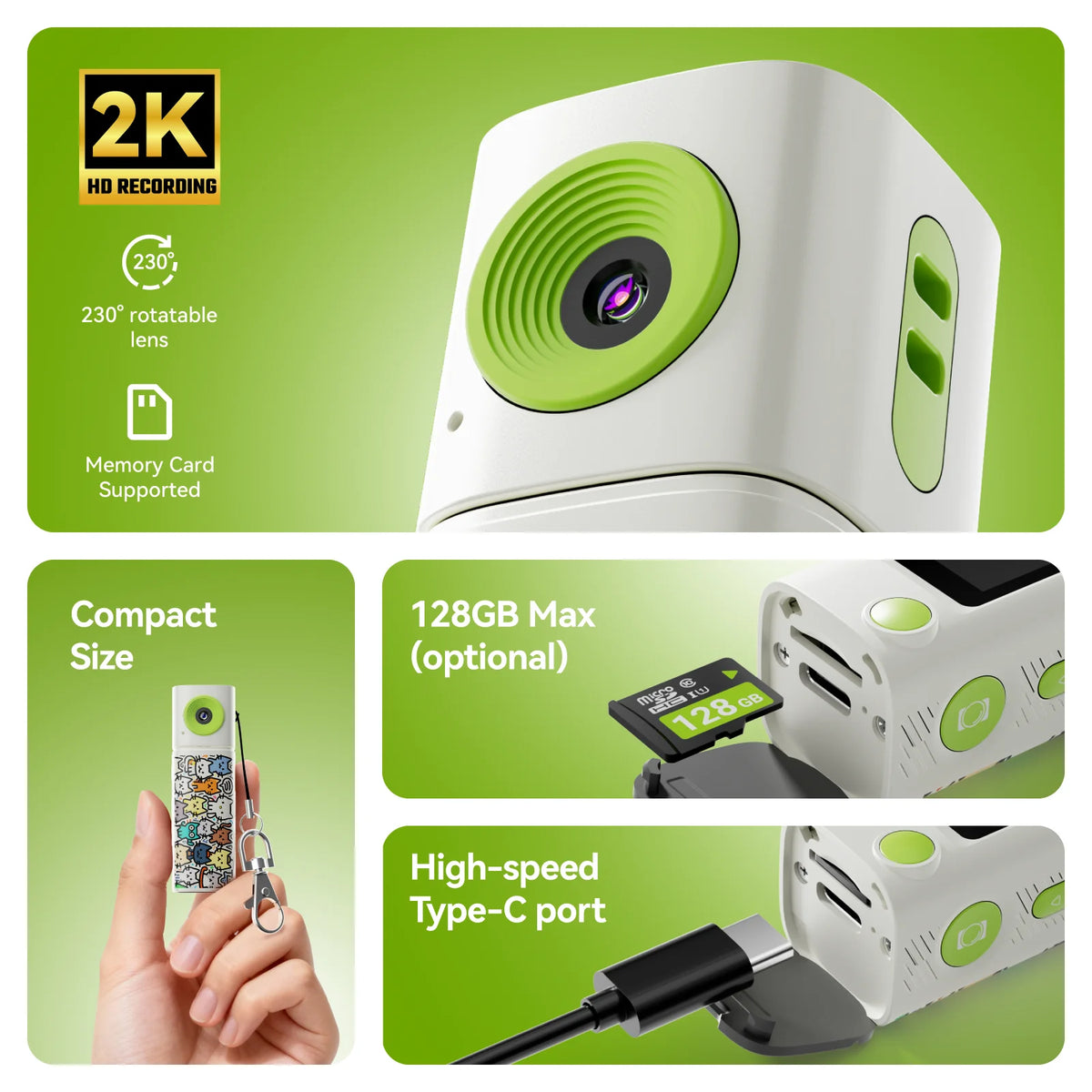 G10 2K Thumb Camera Flip the Lens 230 ° Retro Mini Digital Camera Very Small Camcorder Video Recorder for Kid Portable Cam 2026
