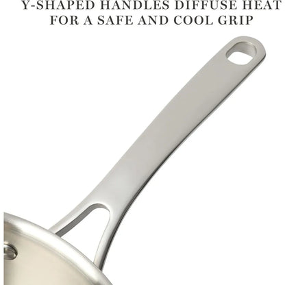 Castelle 10 Piece 18/8 Stainless Steel Induction Safe Pots and Pans Non-Toxic Cookware Set