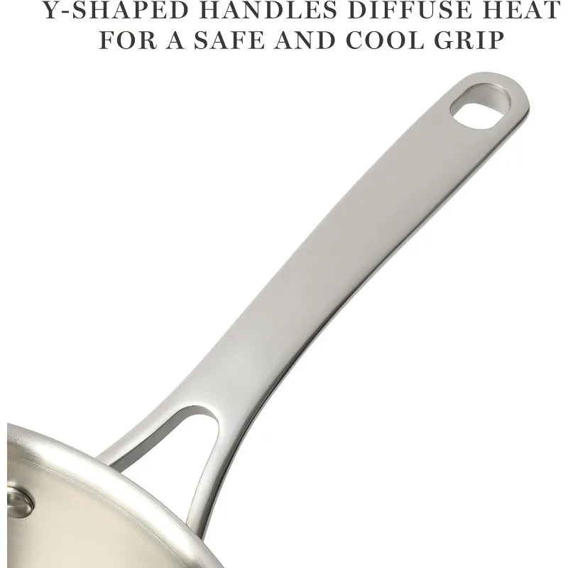 Martha Stewart Castelle 10 Piece 18/8 Stainless Steel Induction Safe Pots and Pans Non-Toxic Cookware Set