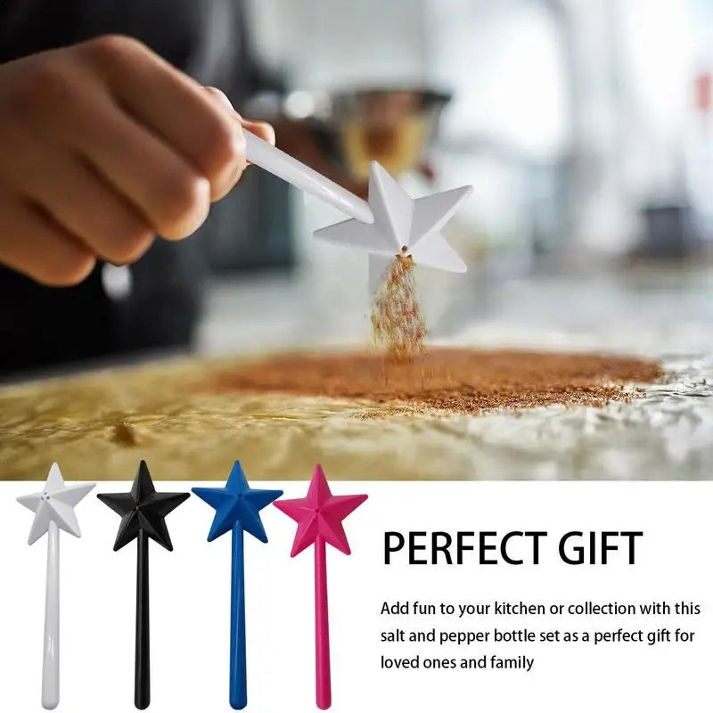 New Portable Salt Pepper Shakers Refillable Magical Star Wand Spice Dispenser Seasoning Shaker Set Kitchen & Dining BBQ Supplies