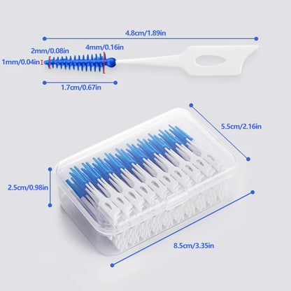 200 Pieces/Box Green Plastic Interdental Silicone Brush Dental Toothpicks With Threaded Oral Cleaning Tools