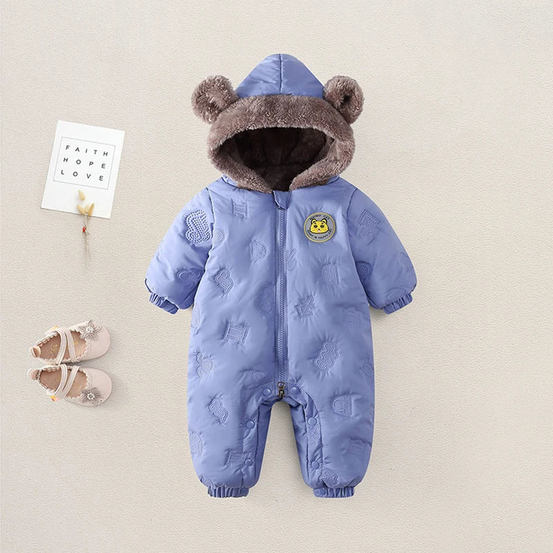IYEAL  Baby Boys Girls Warm Soft Fleece Jumpsuit Newborn Toddler Rompers Children Winter Outerwear 0-24M