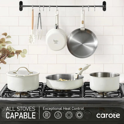 12pcs Pots and Pans Set, Stainless Steel Cookware Set Detachable Handle, Induction Kitchen Cookware Sets with Removable Handle