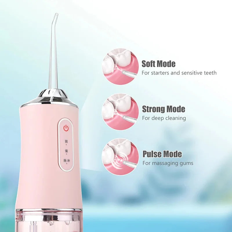 Xiaomi Oral Irrigator Portable Dental Water Flosser USB Rechargeable Water Floss Tooth Pick 4 Jet Tip 220ml 3 ModesTeeth Cleaner
