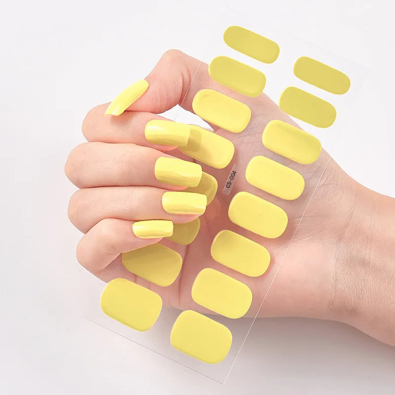 16p solid color stickers nail art supplies European and American simple decals oil film decals press on nails stickers designer