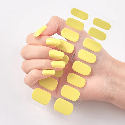 16p solid color stickers nail art supplies European and American simple decals oil film decals press on nails stickers designer
