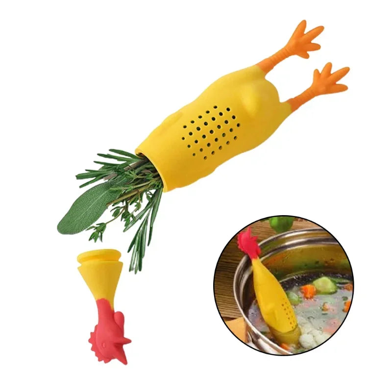 Yellow Chicken Herb Spice Tools Simmering Soup Seasoning Jars Spices Box Seasoning Container Reusing Silicone Condiment Gadgets