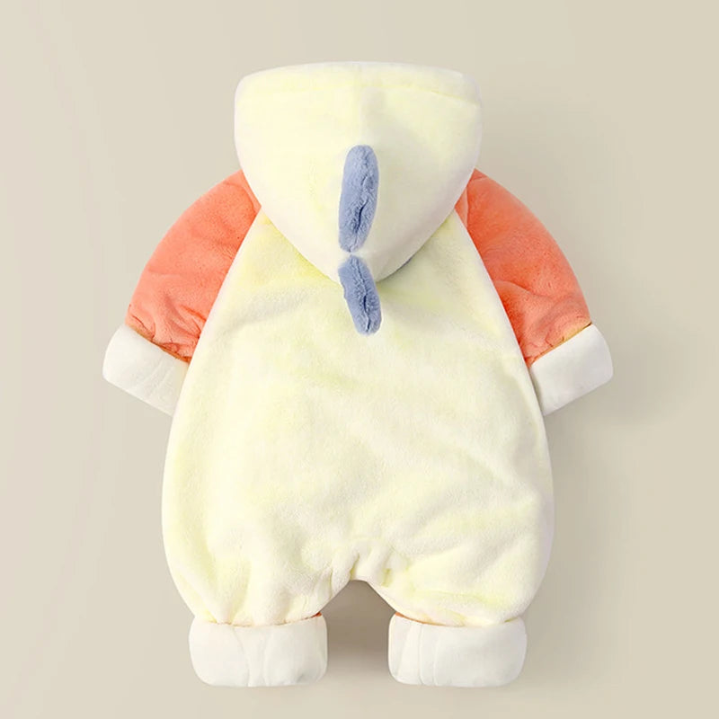 IYEAL Winter Baby Girls Boys Cute Cartoon Hooded Animals Newborn Clothes Overalls Kids Outerwear Warm Flannel Plush Jumpsuit