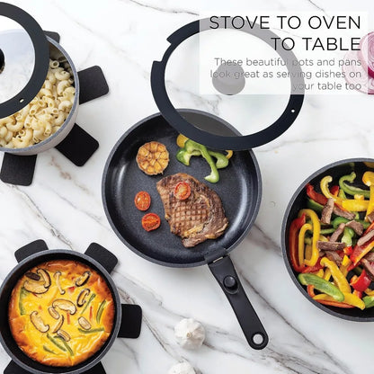 Country Kitchen 16 Piece Pots and Pans Set - Healthy Safe Ceramic Nonstick Kitchen Cookware with Soft Touch Removable Handle
