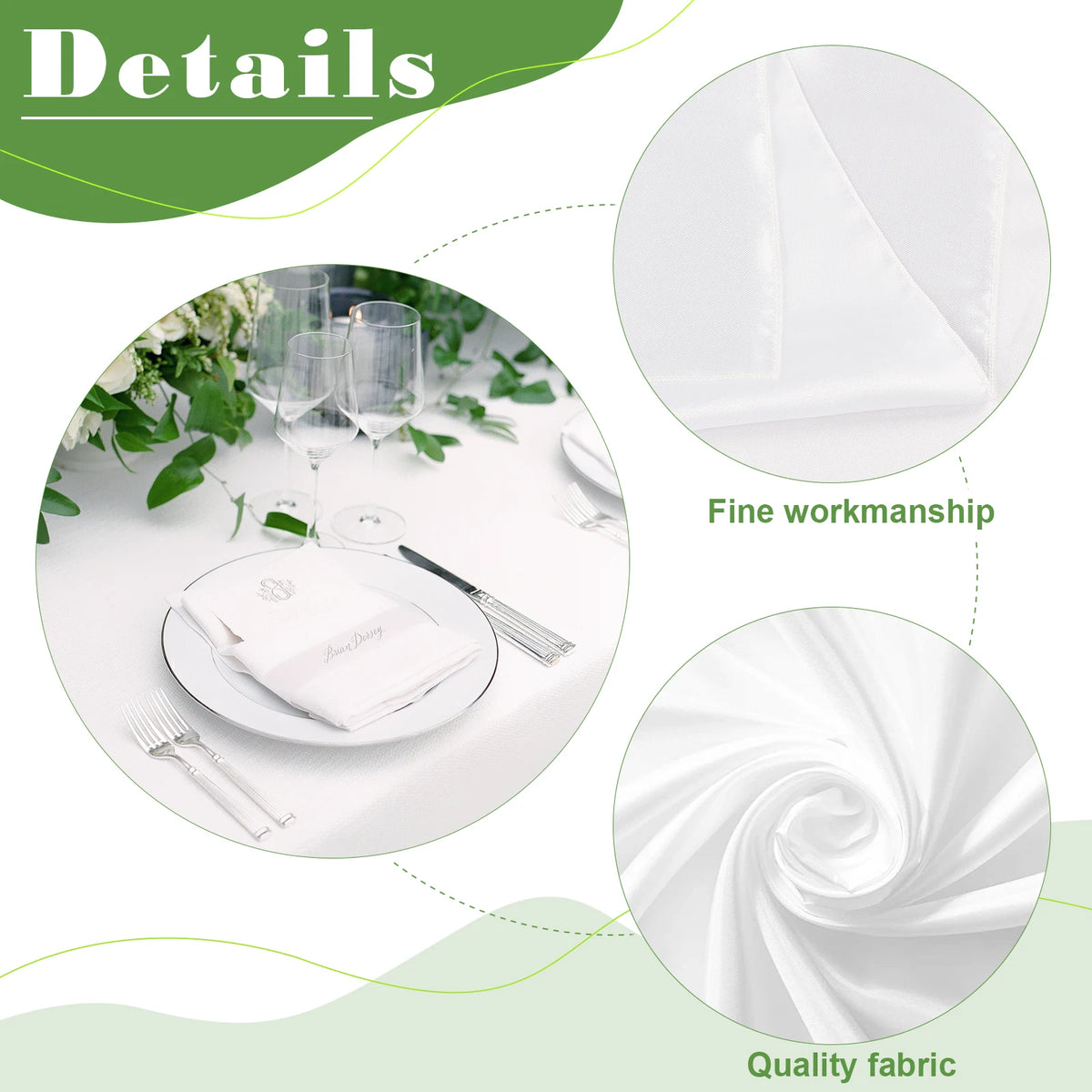6Pcs Wrinkle Resistant Washable Polyester Table Cover and White Tablecloth Rectangle Table Cloth Stain for Dining Table Decor