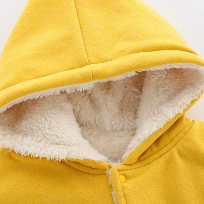 IYEAL Winter Fashion Kids Baby Girl Clothes Cartoon Hooded Ears Warm Plus Velvet Coat Jackets Children Girls Cape Cloaks