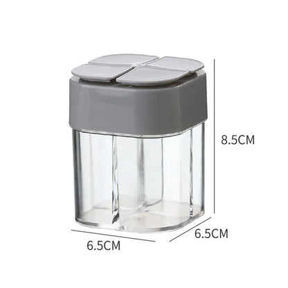 Camping Seasoning Jar with Lids Transparent Spice Dispenser 4 Compartment for Outdoor Cooking BBQ Tools Salt and Pepper Shaker
