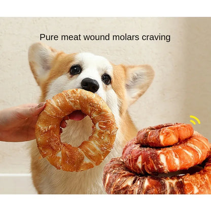 Pet Teething Stick Dog Kraft Chicken and Duck Donuts Interactive Rewards Dog Snacks Puppy Chewing Training Snacks Bite Resistant