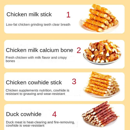 5bags Multiple flavors of dog snacks bite resistant clean teeth chicken duck meat Dogs training reward Pet Dry Food