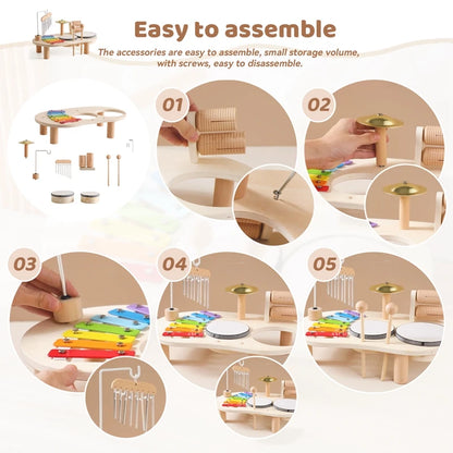 Baby Educational Toys Wooden Aeolian Bells Montessori Children's Musical Toys Xylophone Newborn Birthday Gifts Music Table Toys