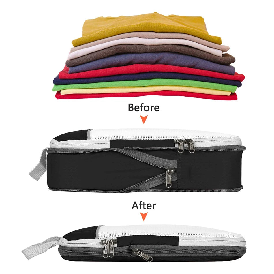 Travel Storage Bag Compressible Packing Cubes Travel Suitcase Luggage Organizer Foldable Waterproof Nylon HandbagTravel Bag