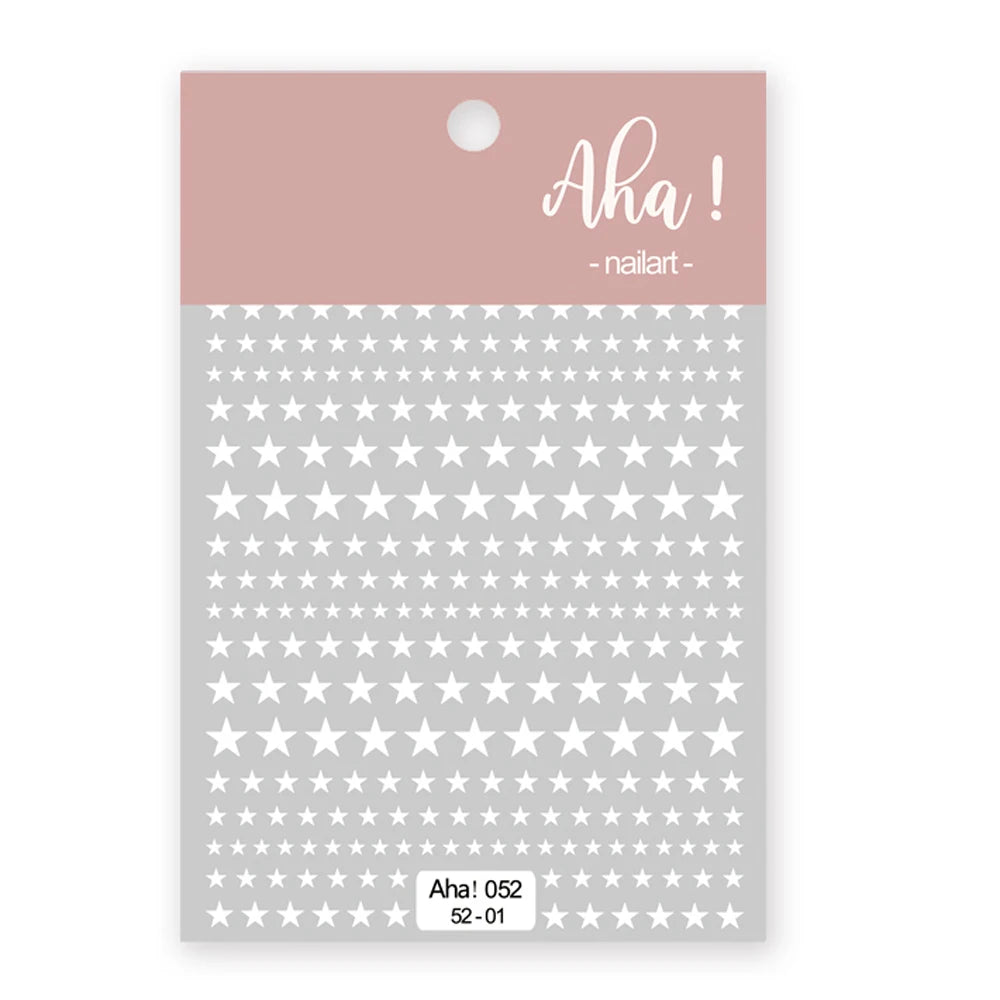 1-Pc aHA Nail Sticker Decals 5-points Stars White Color Nail Decals Self-Adhesive aha! Star and Moon Slider Sticker  FST#23E
