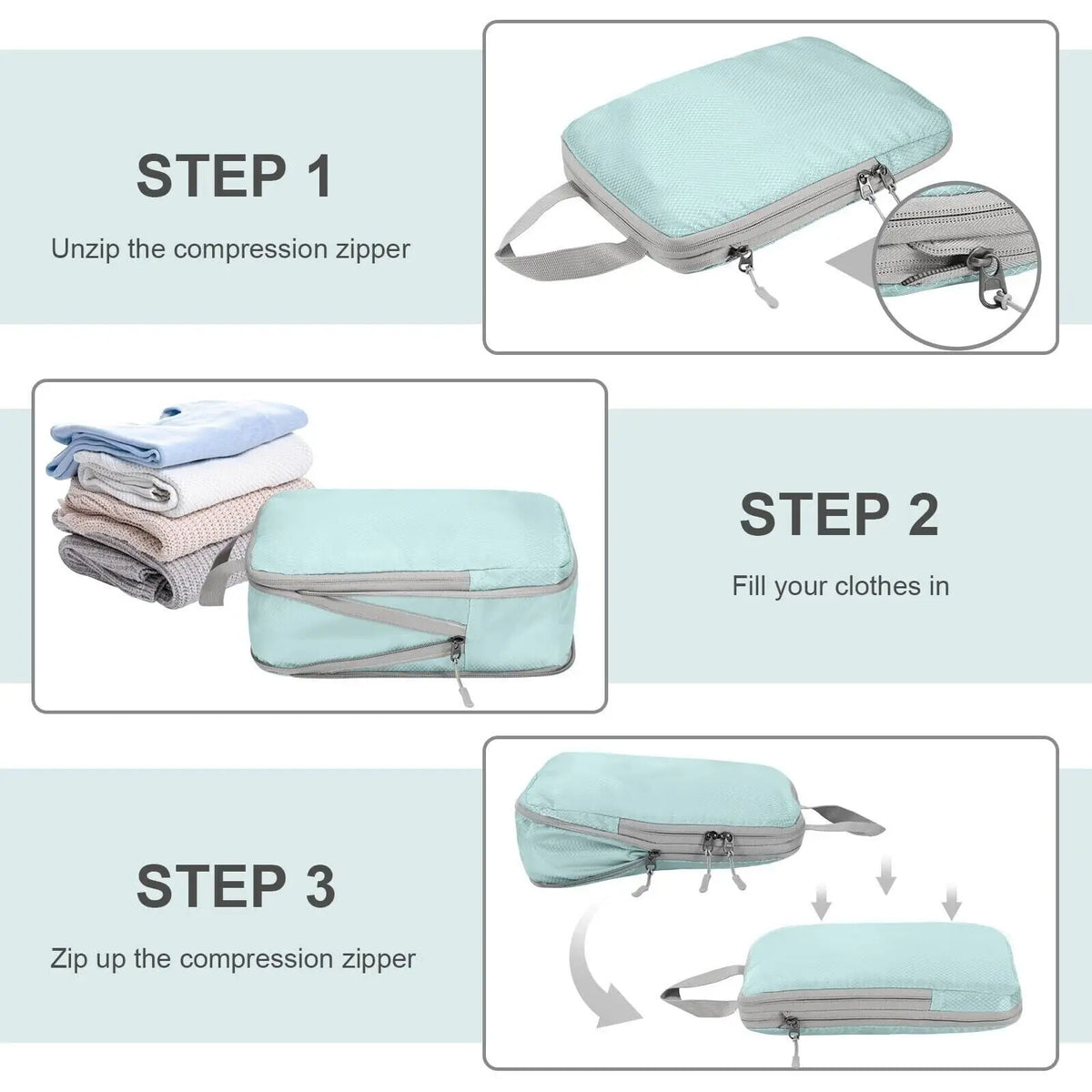 Compression Bags for Travel 4 Pcs Compression Travel Organiser Suitcase Organizer Bags Set Packing Cubes Travel Double-Stitched