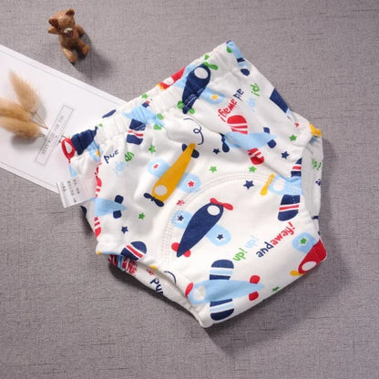 B Caton Cartoon Print Reusable Baby Diaper 6-layer Waterproof Cotton Diaper Cloth for Baby Breathable Training Pants Toddler