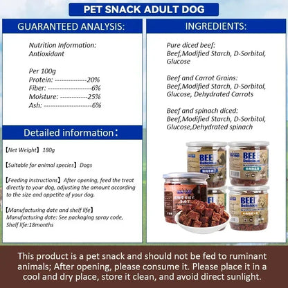 Pet Dog Snacks Food Beef Cubes Vegetables Calcium Supplements Meat Dried Dog Training Rewards Snacks Nutritious Delicious Food