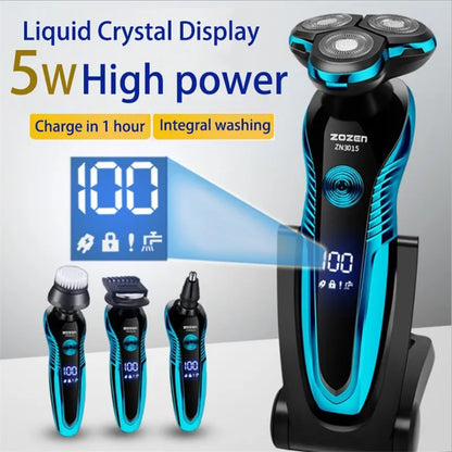 ZOZEN Electric Shaver Washable Rechargeable Electric Razor Body Hair Clipper Cutting Shaving Machine for Men Beard Trimmer