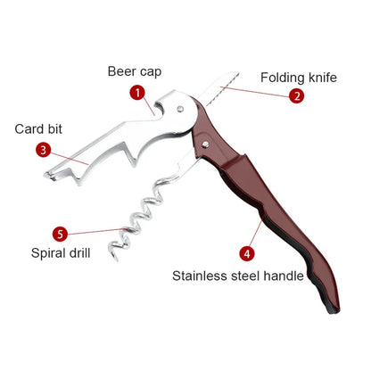 Multi-Functional 2 in 1 Bottle Openers Stainless Steel Wine Cork Screw Corkscrew Beer Cap Remover Kitchen Gadget Bar Accessories