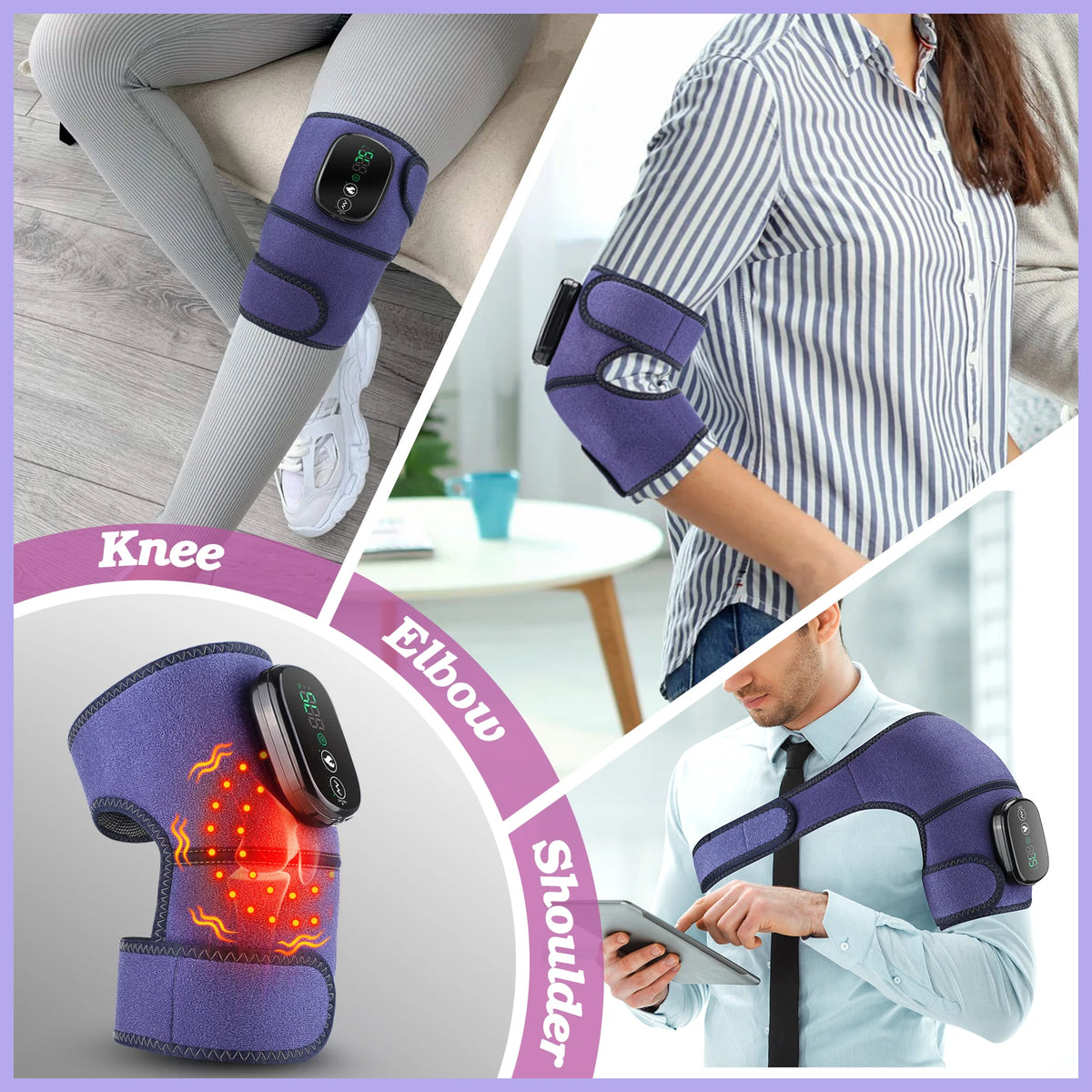 Heated Knee Pad Shoulder Pad Elbow Multifunctional Heating Massager Keep Warm Relieve Fatigue Red Light Hot Compress Vibration