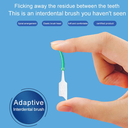 200 Pieces/Box Green Plastic Interdental Silicone Brush Dental Toothpicks With Threaded Oral Cleaning Tools