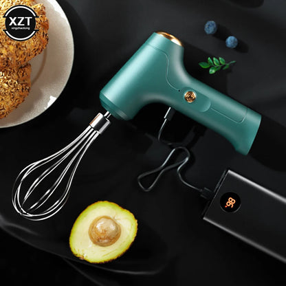 USB Wireless Electric Whisk Cake Baking Cream Whisk Kitchen Tools Handheld Rechargeable Mixing Machine Electric Food Mixer