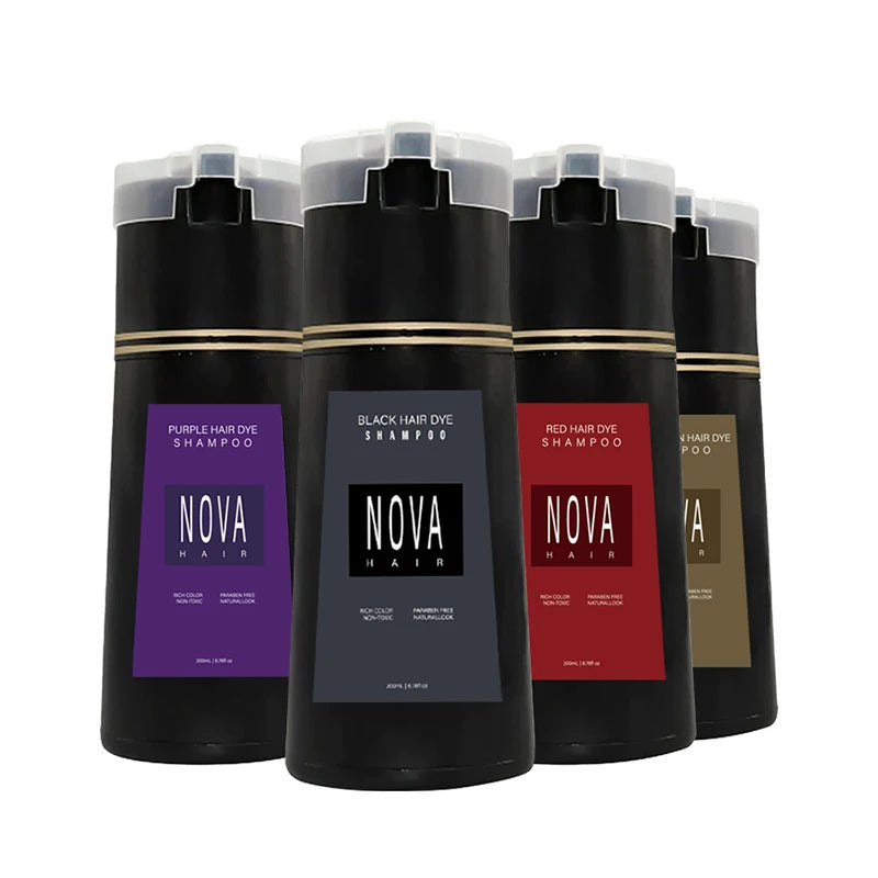 Nova Hair Dyeing Shampoo White Hair Quickly Dyed Black 3-in-1 Shampoo Fluffy Oil Control Hair Care Products Nourish Hair Shampoo