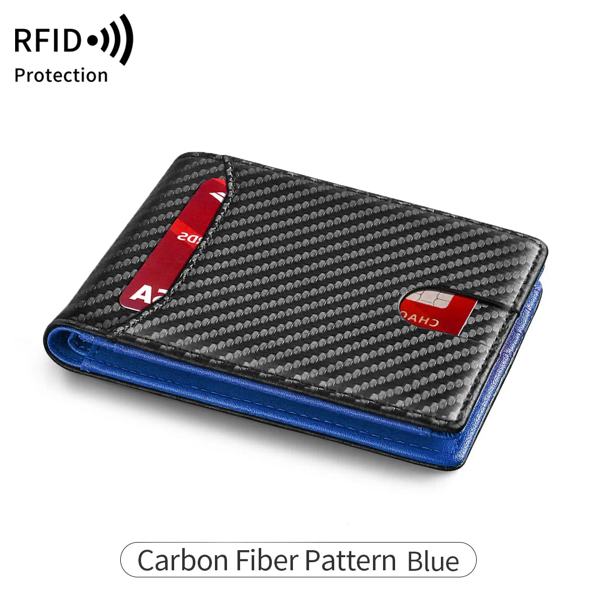 Men's Ultra-Thin RFID Blocking Leather Wallet Bi-Fold Front Pocket Wallet Large Capacity 8 Card/Short Card Holder with ID Window