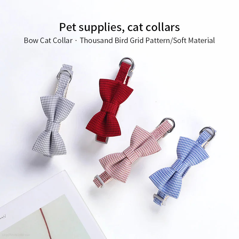 Pet Collar Adjustable Durable Cat Collars Cute Bow Kitten Necklace Soft Bell Puppy Lead Pet Product Dog Supplies Cat Accessories