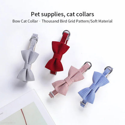 Pet Collar Adjustable Durable Cat Collars Cute Bow Kitten Necklace Soft Bell Puppy Lead Pet Product Dog Supplies Cat Accessories