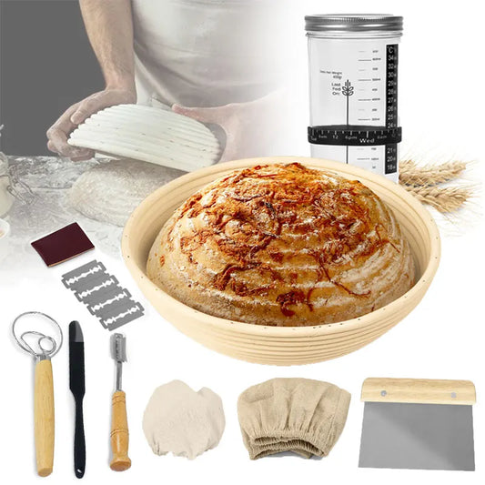 Bakeware Sets Fermented Bread Basket Glass Bottle Dough Set Baking DIY Accessories European Bread Fermentation Basket