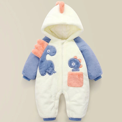 IYEAL Winter Baby Girls Boys Cute Cartoon Hooded Animals Newborn Clothes Overalls Kids Outerwear Warm Flannel Plush Jumpsuit