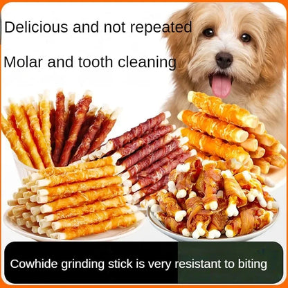 5bags Multiple flavors of dog snacks bite resistant clean teeth chicken duck meat Dogs training reward Pet Dry Food