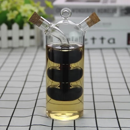 2-in-1 Double Layer Bottle Sauce Oil Vinegar Glass Bottle Condiment Seasoning Sealed Kitchen Storage Bottles Jars Kitchen Tools