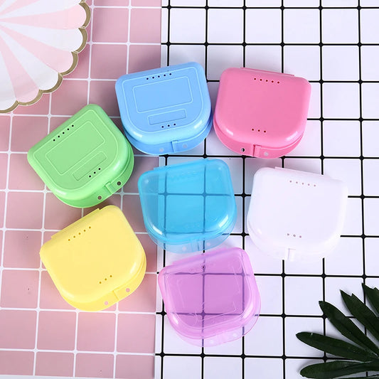 Denture Storage Box Dental Retainer Orthodontic Mouth Guard Container Plastic Oral Hygiene Supplies Tray Dental Appliance Case