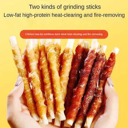 5bags Multiple flavors of dog snacks bite resistant clean teeth chicken duck meat Dogs training reward Pet Dry Food