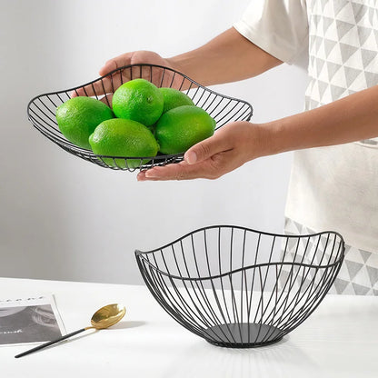 Fruit Basket Durable Metal Wire Storage Bowl Nordic Style Iron Home Snacks Bread Dining Table Indoor Cosmetic Storage Basket
