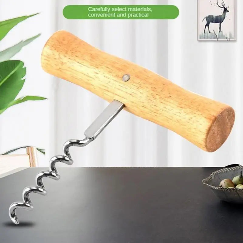 Wine Opener With Wooden Handle Screw Opener Wine Beer Tool Bar Wood Handle Corkscrew Professional For Kitchen New Gadget Kitchen