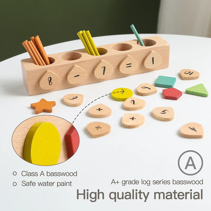 Montessori Toys Kids Wooden Counting Stick Toys Multifunctional Colour Shape Cognitive Match Educational Sensory Toys Baby Gifts