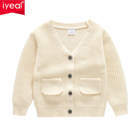 IYEAL Baby Sweater Baby Boys Girls Knitted Cardigan Autumn/Winter Coat Pure Cotton V-Neck Baby Sweater Coat
